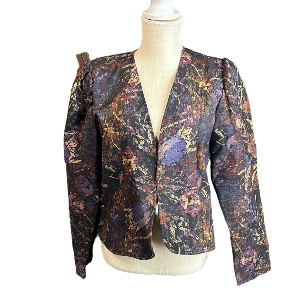 VTG Cc Magic Toni Garment Long Sleeve Blazer Jacket Abstract Black Womens L